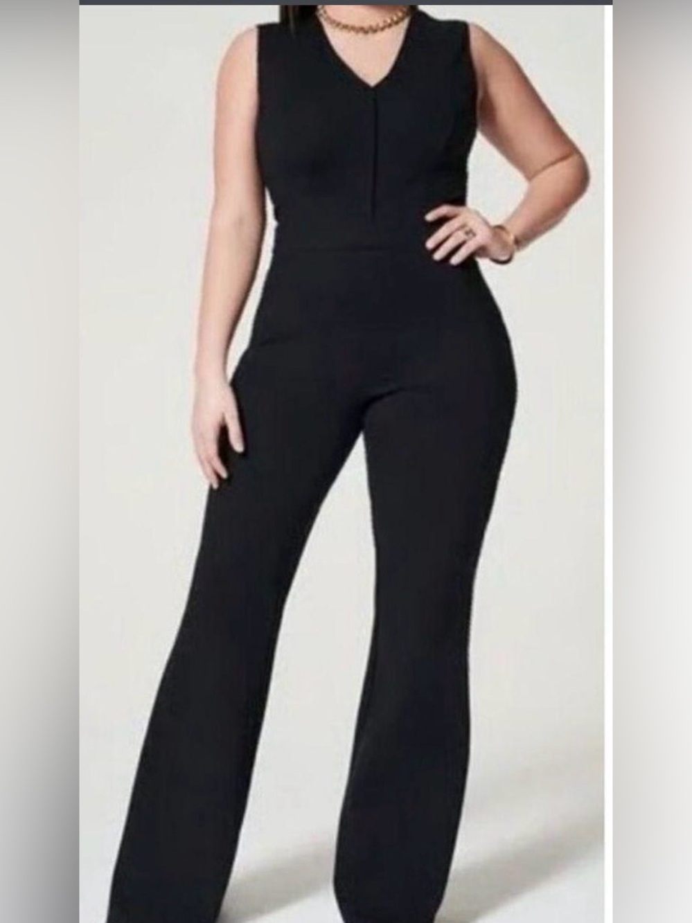 SPANX The Perfect Jumpsuit 2X Black Sleeveless Flare Leg NWT